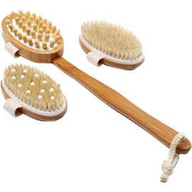 Cepillo de Bambú con Mango Desmontable para Exfoliación Corporal y Seco