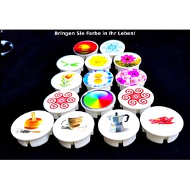 Deko-STECKEL® DS-111 Decorative Socket Cover Dust Protection Socket Cover for Clean Schuko Sockets Strips Multiple Sockets Splash Guard Design (9, DS-9784: 9x1DekoKücheblumen)