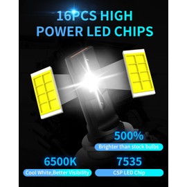 Dechiramo Compatible for 2007 2008 2009 2010 2011 2012 2013 2014 Honda CRV CR-V High Low beam,6500K Cool White Plug and Play, Car interior light Bulbs(Pack of 2)