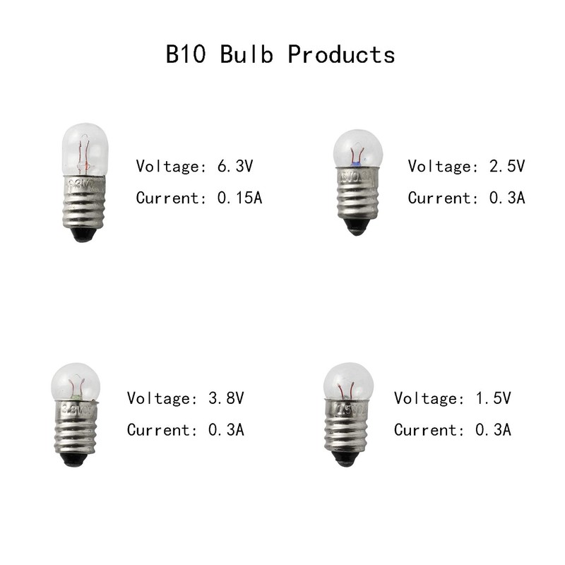 RuiLing 10-Pack E10 Mini Light Bulbs Screw Base Indicator Light