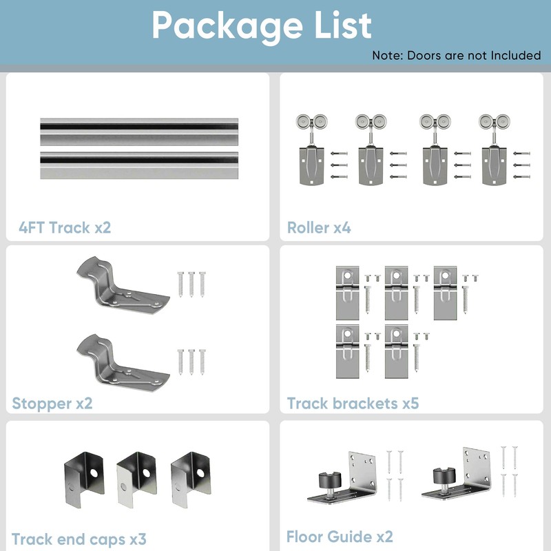 JUBEST 8FT Box Rail Exterior Barn Door Hardware Kit, Heavy