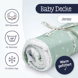 Julius Zöllner Winter Blanket Made of Cotton Jersey and Cuddly Teddy Fabric, Size 70 x 100 cm, Made in Germany, Oeko-Tex® Standard 100, Stary