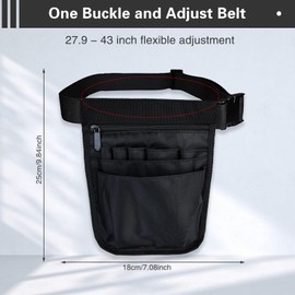 Fidqiog 1 Pcs Server Pouch, 7.08x9.84inch Nylon Restaurant Server Apron, Adjustable Belt Money Belt, 10 Pockets Apron for Women with Pockets, Hotel, Bar Counter, Black Apron