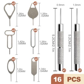 QivaZira 16 Pack SIM Card Eject Tool Kit Phone Tray Opener Pin Needle for Mobile Device Universal Removal Key for Cell Phones Tablets and Smart Device Storage Accessories