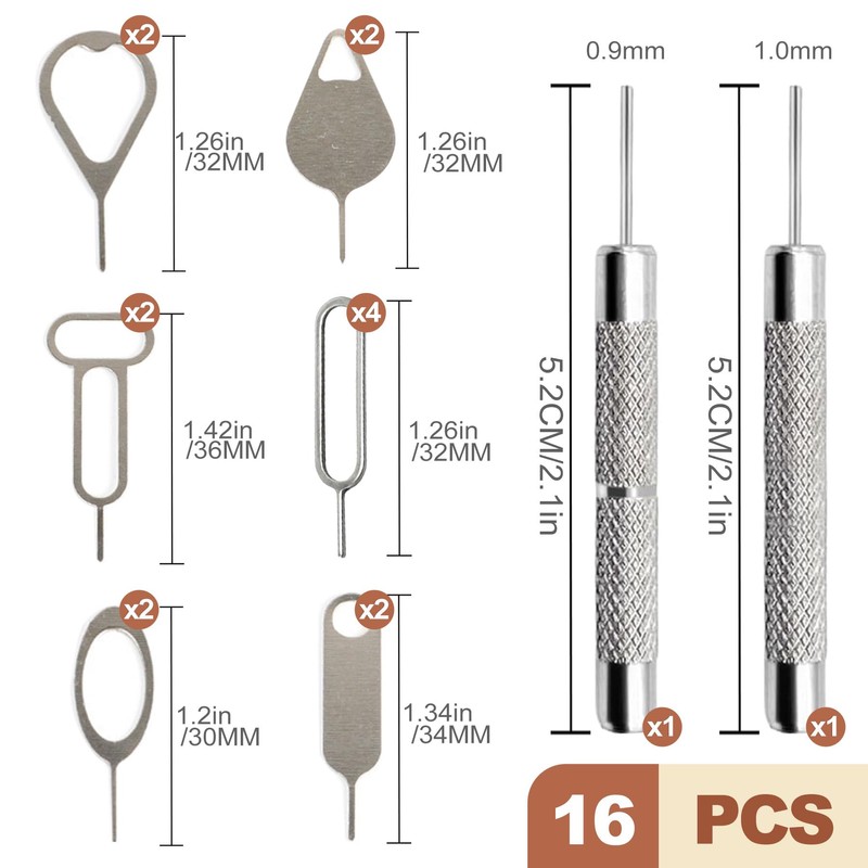 QivaZira 16 Pack SIM Card Eject Tool Kit Phone Tray