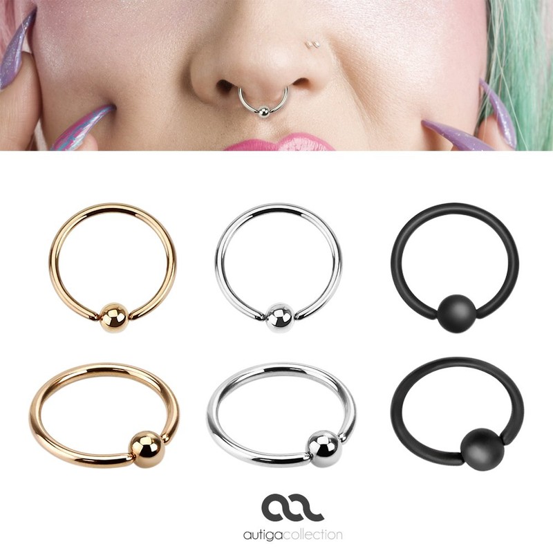 Ball Closure Ring Septum Piercing Captive Ring Lip Eyebrow Nose