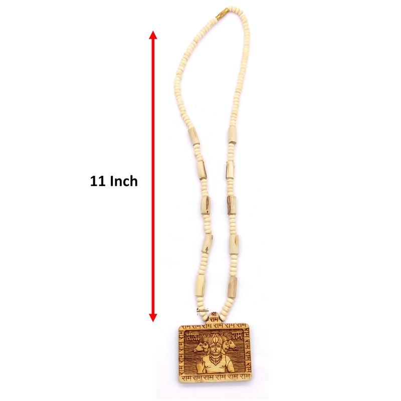 BRIJ HAAT Wooden Handmade Carving panch mukhi Hanuman ji Locket/pendant