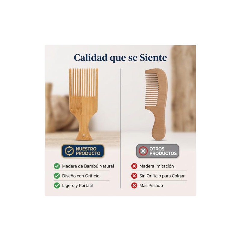 Peine para Tejer Tapicería de Madera de Bambú con Agujero,