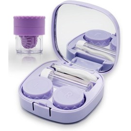 Contact Lens Case with Cleaner Washer, Travel Size Cute Colored Contact Lenses Applicator Removal Tool Kit with Mirror Solution Bottle for Daily Outdoor (Pink) - Colour: Sugar Purple