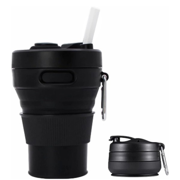 Taza de viaje plegable de silicona,450ml Taza Vaso Plegable de