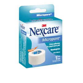 Nexcare 3M, Cinta Adhesiva Micropore, Color Blanco, Hipoalergénica, Transpirable y Fácil de Remover, 2.50cm x 5m, 1 rollo