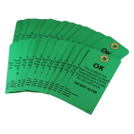 NMC SPT3 OK – No alterar la etiqueta – [Pack de 25] 3 pulgadas x 6 pulgadas etiqueta de inspección con ojal, texto negro sobre base verde