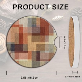 Fabric Patchwork Car Coasters, Car Coasters for Cup Holders, 2PCS Universal Anti Slip Car Accessories, 2.56in Cute Car Coasters with A Finger Notch