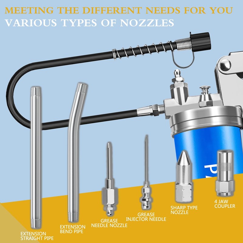 PAIGOIN Grease Gun Kit 8000 PSI Heavy Duty 14 OZ
