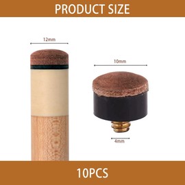 10 Pcs Billiard Cue Tips 10mm Leather Screws with Brass Screws Easy Installation High Durability for Amateurs and Professionals