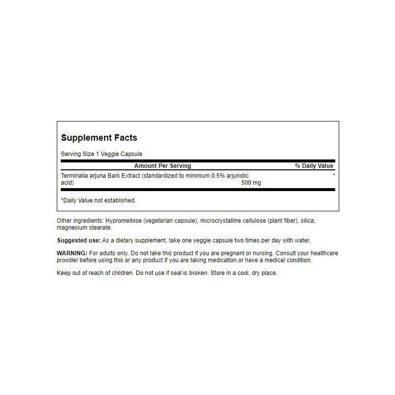 Swanson Arjuna 500 Milligrams 60 Veg Capsules
