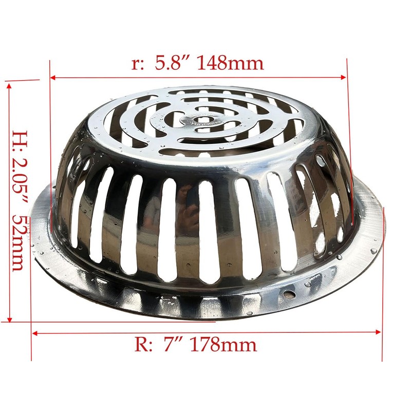 SUS304 Stainless Steel Roof Dome Drain Cover Strainer Anti-Clogging Atrium