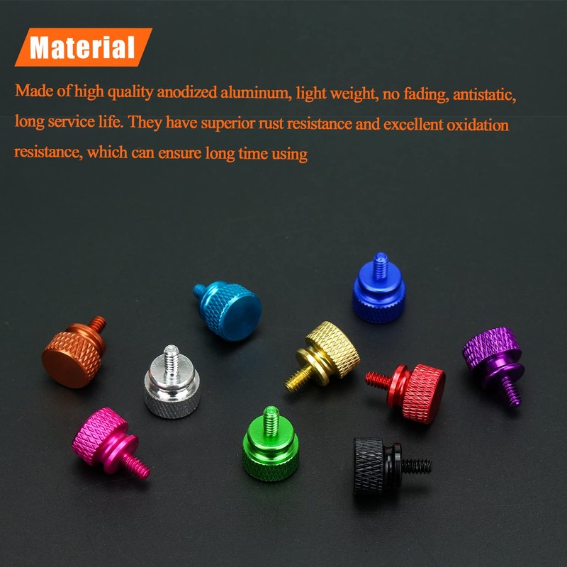 HELIFOUNER 50 Pieces 6-32 Thread Anodized Aluminum Computer Case Thumbscrews,