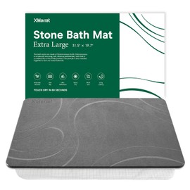 XMarrat Large Stone Bath Mat, Super Absorbent Diatomaceous Earth Bath Mat Large, Quick Drying Non-Slip Diatomite Stone Bath Mats for Bathroom, Easy to Clean (Dark Grey, Extra Large 31.5" x 19.7")