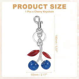 PATIKIL Cherry Keychain for Women Bag Purse Charm Cute Cherry Accessories with Key Ring and Clip for Handbag Keys Car Ring, Blue-Silver