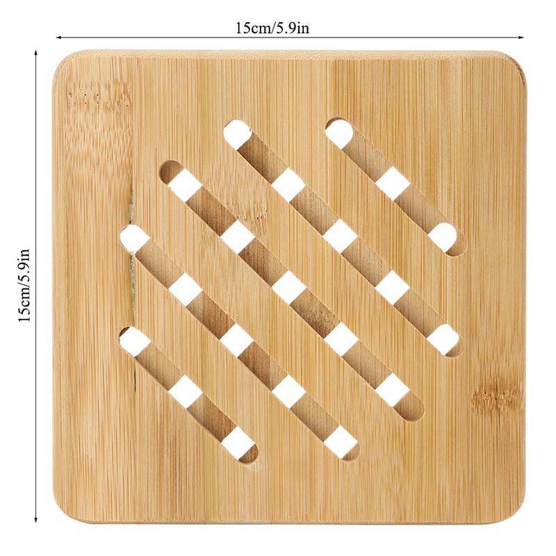 4Pcs Bamboo Table Mat Anti-Scald Non-Slip Bowl Cup Heat Insulation