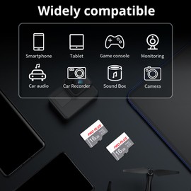 2 Pack SD Card 16GB with SD Adapter, High Speed Memory Card, UHS-I C10 A1 Memory TF Card for Tablet/Mobile Phone/Camera/Car Audio/Game Console (TF183 White Gray 16GB)