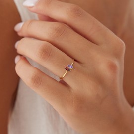 DONYUDE September Birthday Gifts for Her Birthstone Rings for Women Gold Rings Non Tarnish with 2 Birthstone Adjustable 14k Gold Plated Promise Gold Jewelry 21st Birthday Gifts for Her