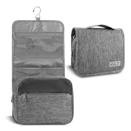 Redlemon Neceser Organizador de Viaje para Hombre y Mujer, Para Artículos de Baño, Accesorios y Maquillaje, Bolsa de Aseo para Colgar, con Múltiples Compartimentos, Exterior Impermeable. Gris