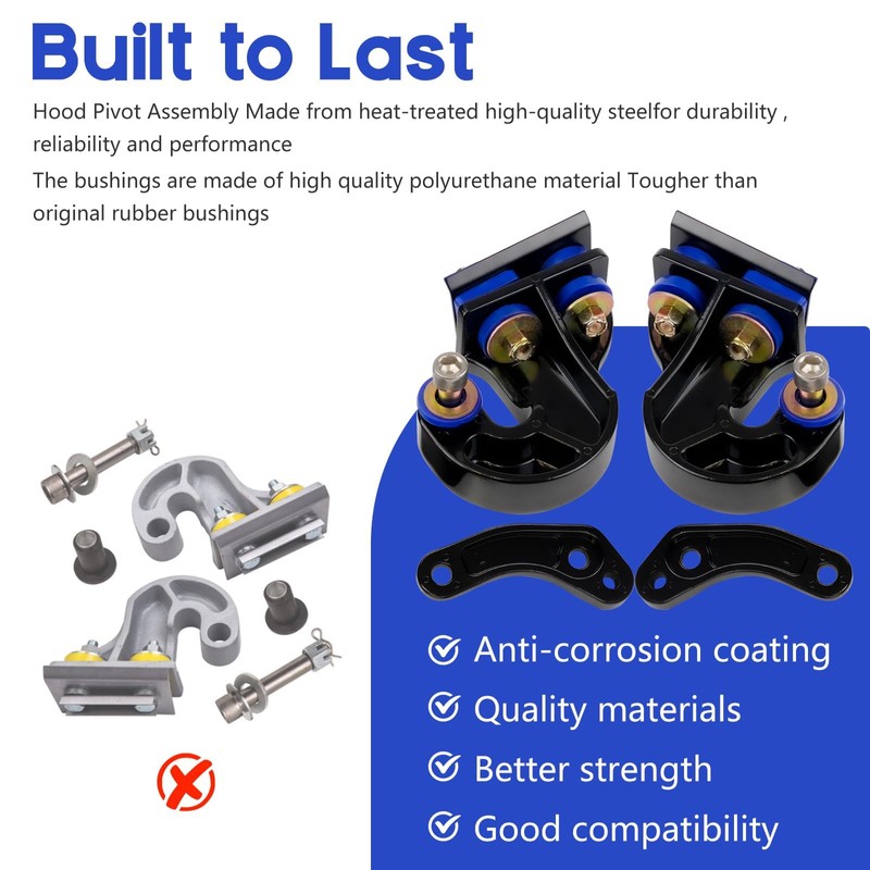 BHB Lower Hood Hinge Pivot Kit Compatible with Peterbilt 377