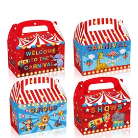 QYCX 24 Pack Carnival Party Decorations, Carnival Candy Boxes Carnival Gift Boxes Circus Party Favor Boxes Circus Carnival Party Gift Bags Carnival Candy Bags Carnival Gift Bags Circus Treat Bags Goodie Bags Loot Bags for Carnival Theme Birthday Hallowee
