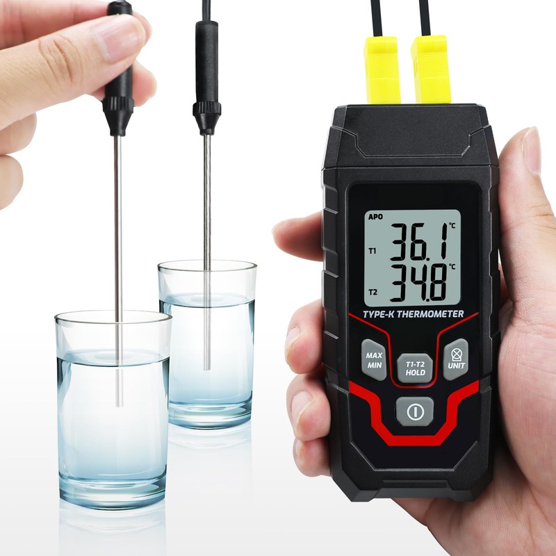 AOOFCMLLC Digital Thermocouple Thermometer Dual Channel K Type Thermometer with