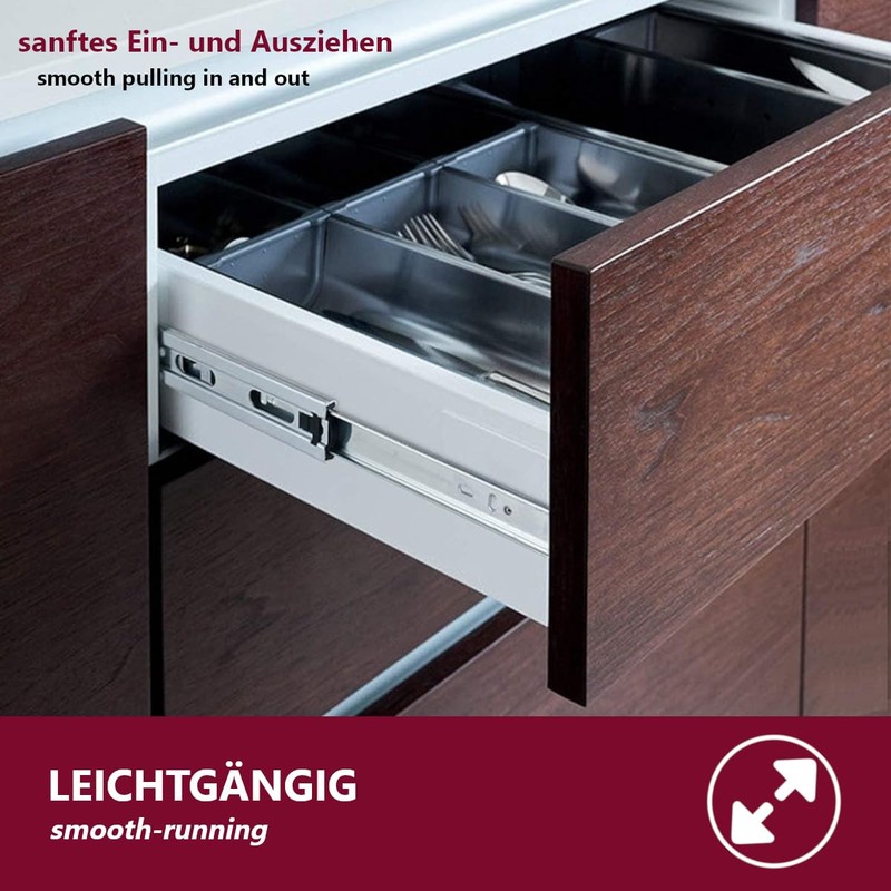 1 x Pair of Runners for Drawers – Smooth and