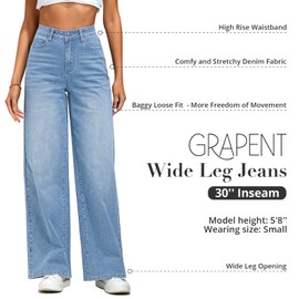 GRAPENT High Waisted Jeans for Women Womens Clothes Trendy Western Jeans for Women High Waist Pants Women High Waisted Jeans for Women Wide Leg Womens Clothing Color Bay Blue Large Size 12 Size 14