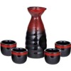 Happy Sales 5 piece Ceramic Sake Set - Red &