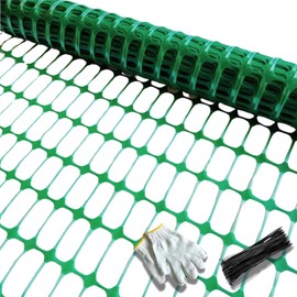 PotatoLife Plastic Mesh Fence, Extra Strength 4'x100' Roll with 50 Zip Ties, Resuable Temporary Netting for Garden Fencing, Snow Fencing, Animal Barrier, Poultry, Deer, Dog, Construction, Green
