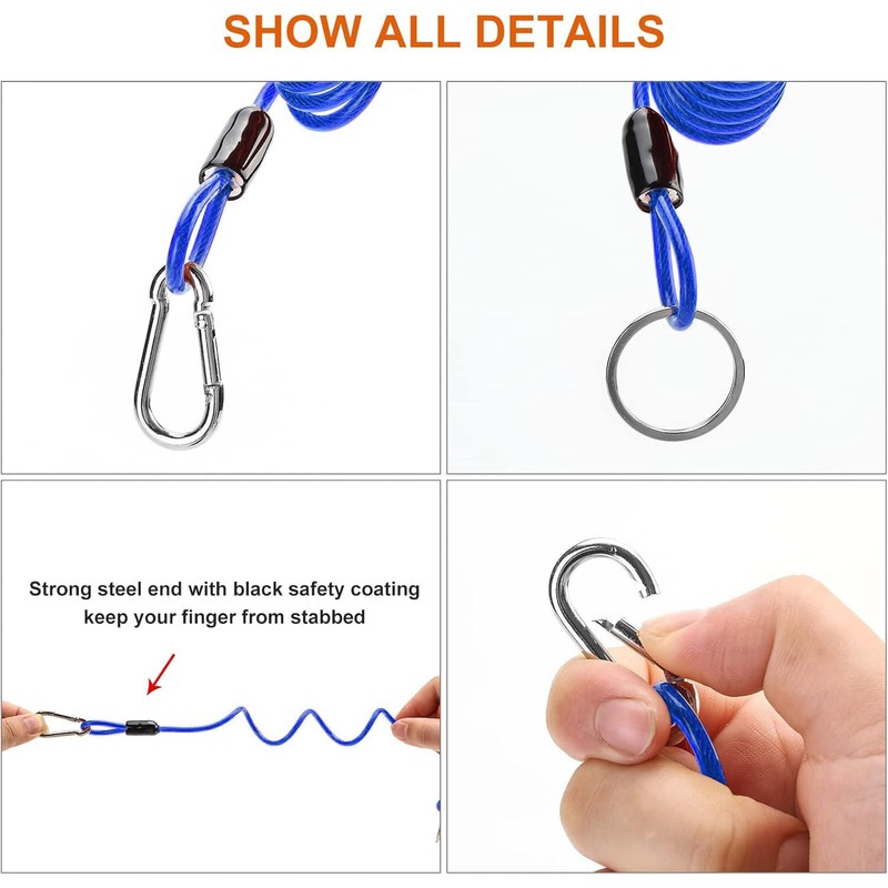 Rnigs 6FT Trailer Breakaway Safety Cable Blue 4Pcs Trailer Brake