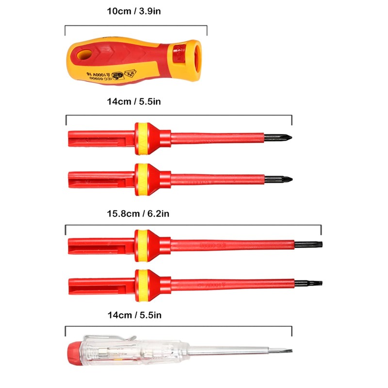 Geevorks 13-Piece Insulated Screwdriver Set Including Voltage Tester, TPR Handle,