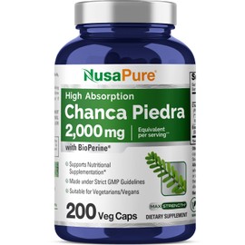 NusaPure Chanca Piedra 2000mg | 200 Veggie Caps | Herbal Extract Supplement | Extract 10:1, Non-GMO, Bioperine | 100 Servings per Bottle