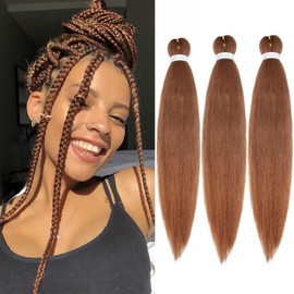 TESS 66 cm Pre Stretched Braiding Hair, Chestnut Brown, Jumbo Braid Synthetic Hair for Braiding, 3 Pieces, Braids Extensions, 90 g/Piece Hair Extension (Chestnut Brown, 3 Pieces)
