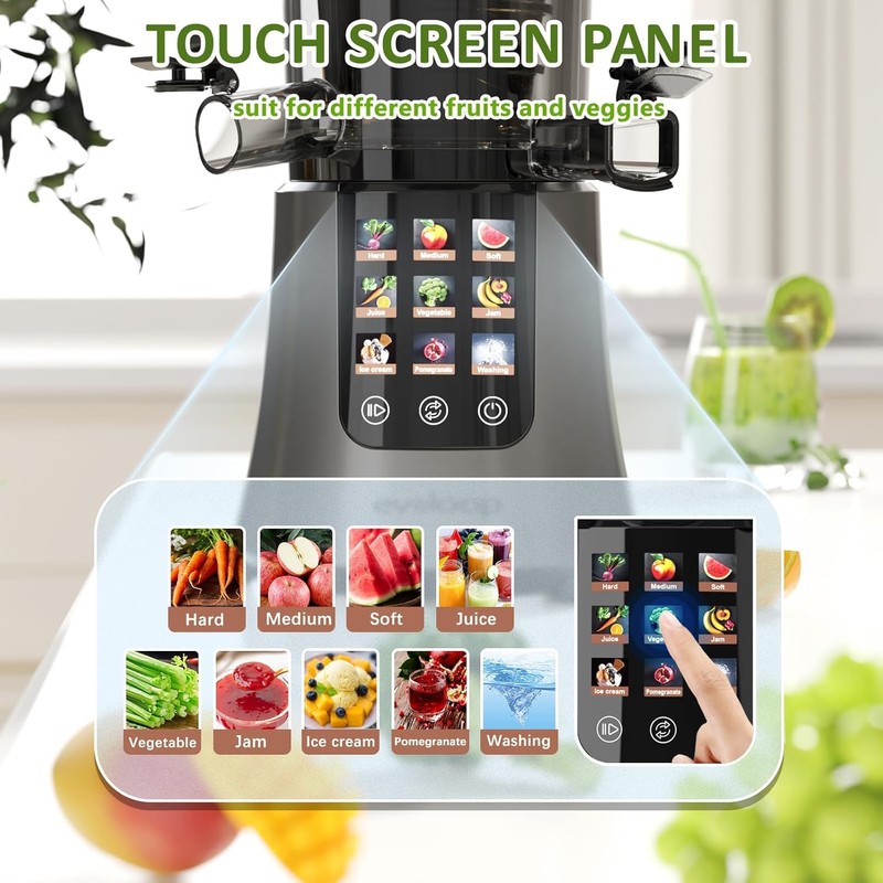 Cold Press Juicer, 3.2" Feed Chute with Dual Strainers (Juice