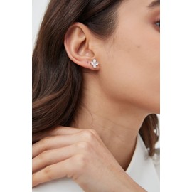 Wicary Cross Earrings for Women Crystal Cross stud Earrings for Her Cubic Zirconia Cross Earring for Men Sterling silver Studs for Lovers Gift (Silver-White)