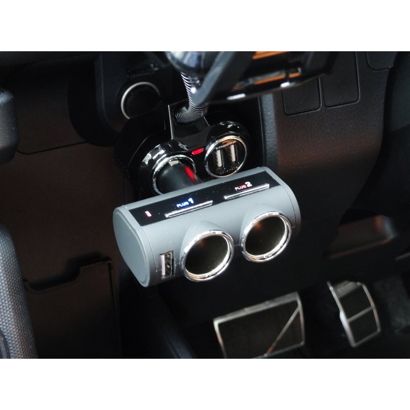 Procyon シガーソケット 2連 USB スイッチ付き 12/24V ラバーコーティング DL-76