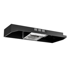 FIREGAS Black Range Hood 36 inch Under Cabinet, Ducted/Ductless Convertible Kitchen Hood, Black Painted Stainless Steel Vent Hood with LED Light,2 Speed Exhaust Fan