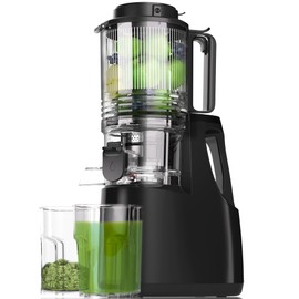 Cold Press Juicer, 6.5" Wide Feed Chute Juice Extractor Machine with Handle, High Juice Yield, 350W Professional Slow Masticating Juicer for Whole Vegetables & Fruits, Easy to Clean for Batch Juicing