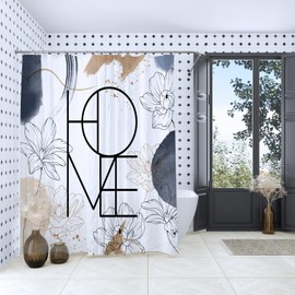 YAEHOCO Blue and White Boho Shower Curtain, Abstract Modern Minimalist Aesthetic Flowers Shower Curtain Sets Waterproof Polyester Shower Curtain for Bathroom - Home Decor, 72" Long x 72" Wide