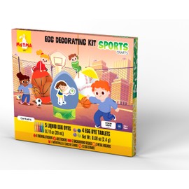 METMA 1999 Egg Decorating Sports Crafts - Complete Decorative Eggs Set with Liquid Dyes, Tablets, Stickers, Egg Spinner and More - Fun Easter Egg Dye Kit Arts and Crafts for Kids(Sports)