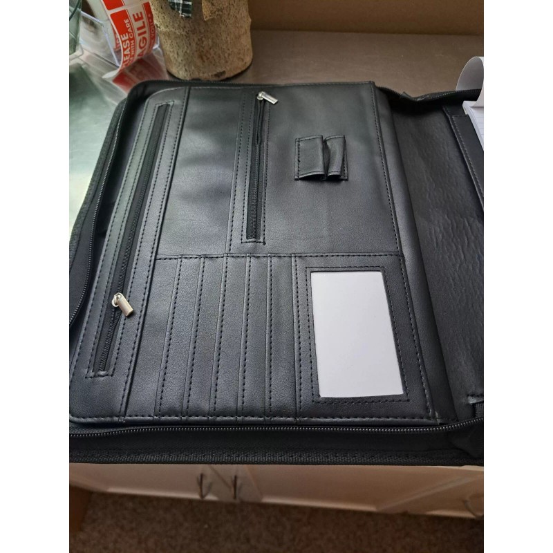 Wundermax Black Vegan Leather Portfolio With Tablet Pocket Zipper NIB
