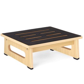 One Step Stool for Adults Seniors with Non-Slip Rubber Step Surface, 5.5" Heavy Duty Wooden Stepping Stools with 450 LBS Capacity for Bedroom Kitchen Bathroom, Bed Steps for High Beds, Bedside Support