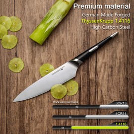 Linoroso Chef Knife Kitchen Knife Ultra Sharp Cooking Knife, 7 inch Precision Forged German High-Carbon Stainless Steel Cutting Knife with Exquisite In-Drawer Knife Block- MAKO Series