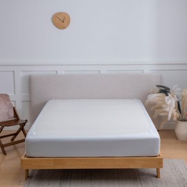 Box Spring Cover Queen Size, 4 Way Stretch Smooth and Elastic Wrap Around Band 4 Sides Bed Skirt for Hotel & Home - Queen, White